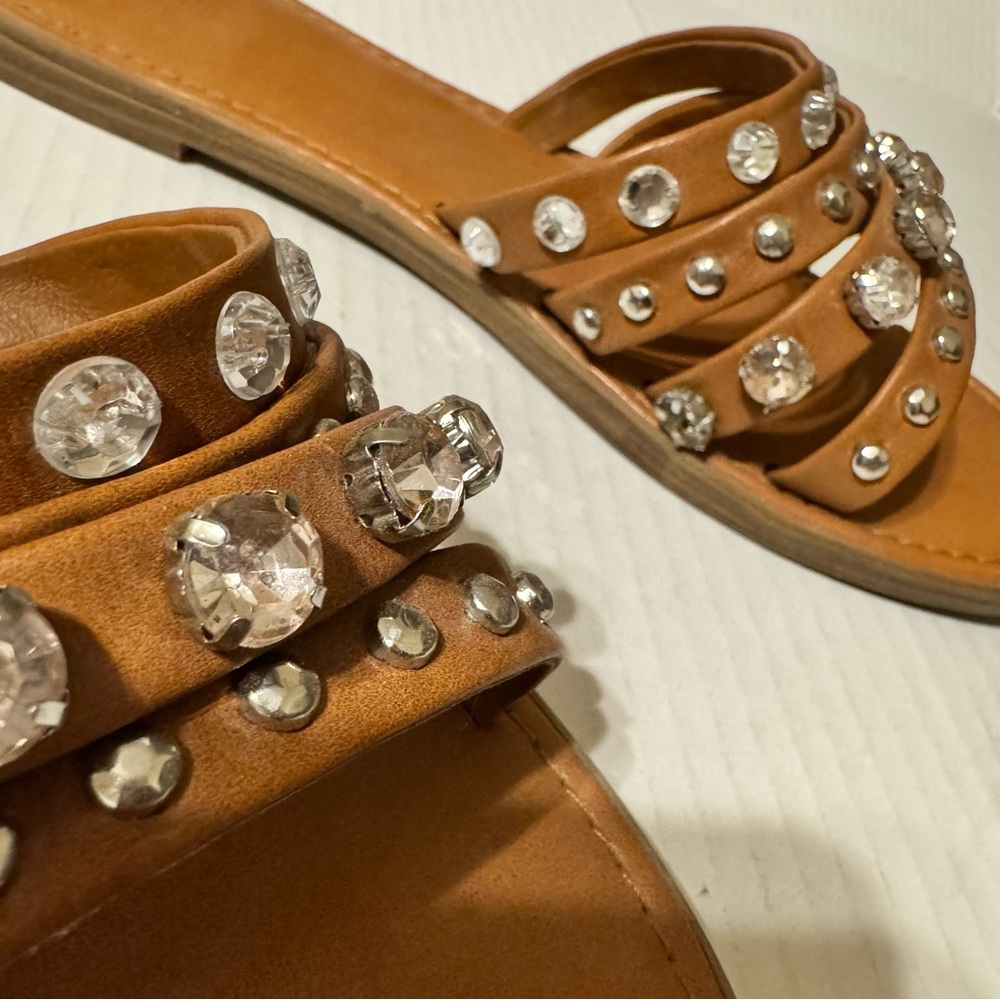 Mossimo Studded Rhinestone Brown Sandals - Picture 5 of 8